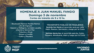 Cortes de tránsito por Homenaje a Juan Manuel Fangio